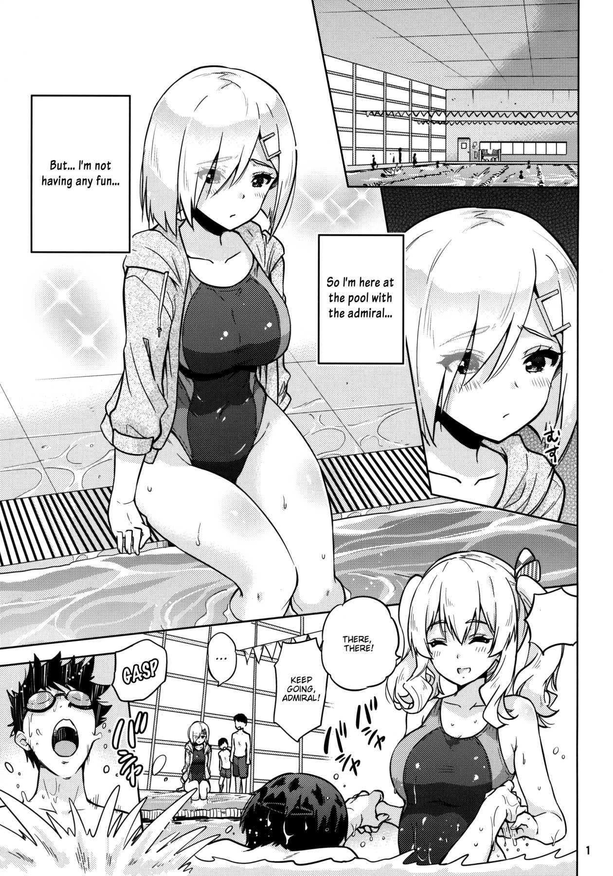 Hentai Manga Comic-Together with Kashima and Hamakaze Wearing Sport Swimsuits-Read-2
